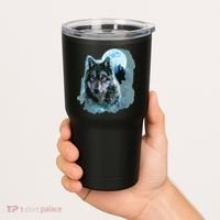 Grey Wolf Hunting Ground, Icy Moon, Forest, Galaxy Tumbler thumb 2