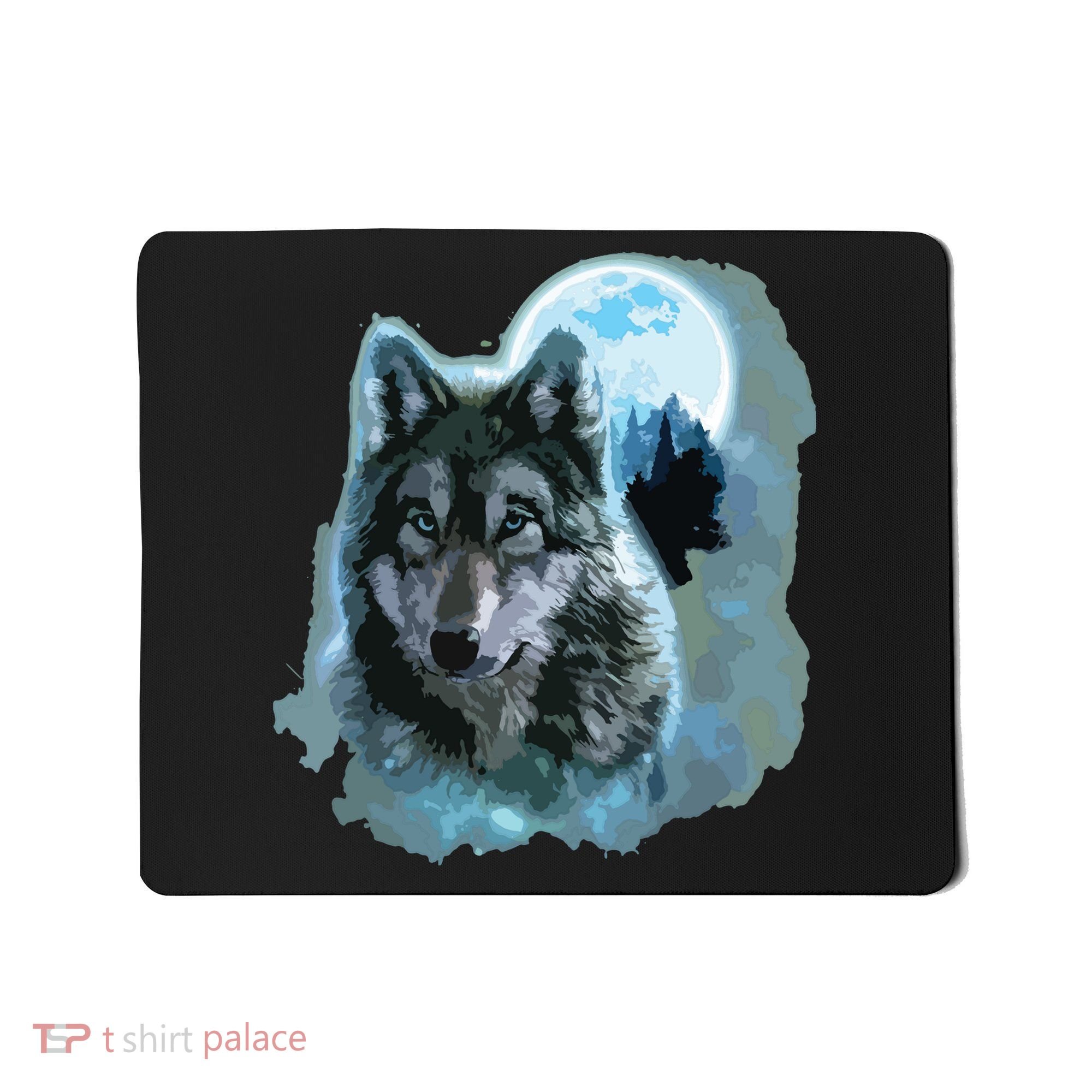 Grey Wolf Hunting Ground, Icy Moon, Forest, Galaxy Mousepad