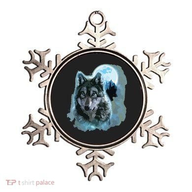 Grey Wolf Hunting Ground, Icy Moon, Forest, Galaxy Ornament