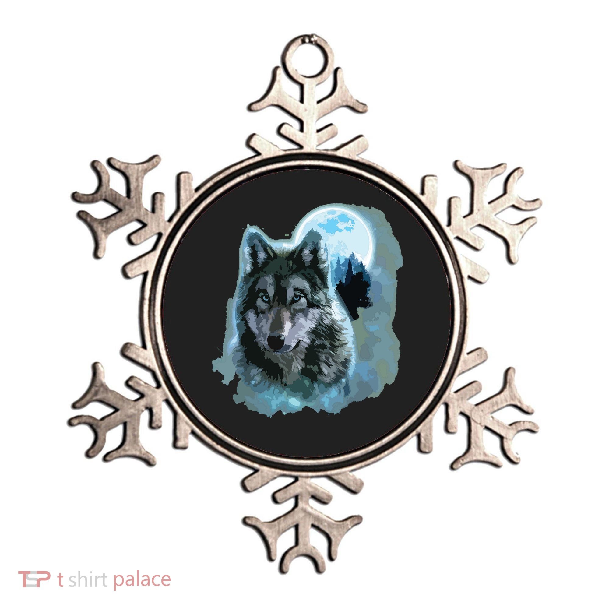 Grey Wolf Hunting Ground, Icy Moon, Forest, Galaxy Ornament