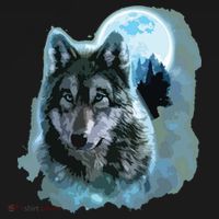 Grey Wolf Hunting Ground, Icy Moon, Forest, Galaxy Ornament thumb 1