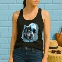 Grey Wolf Hunting Ground, Icy Moon, Forest, Galaxy Women's Tank Top thumb 2