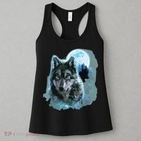 Grey Wolf Hunting Ground, Icy Moon, Forest, Galaxy Women's Tank Top thumb 3