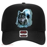 Grey Wolf Hunting Ground, Icy Moon, Forest, Galaxy Hat thumb 0