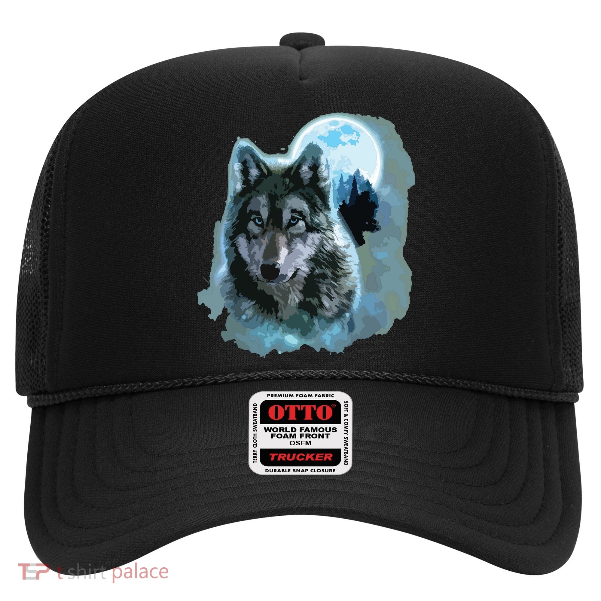 Grey Wolf Hunting Ground, Icy Moon, Forest, Galaxy Hat