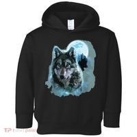 Grey Wolf Hunting Ground, Icy Moon, Forest, Galaxy Toddler Hoodie thumb 0