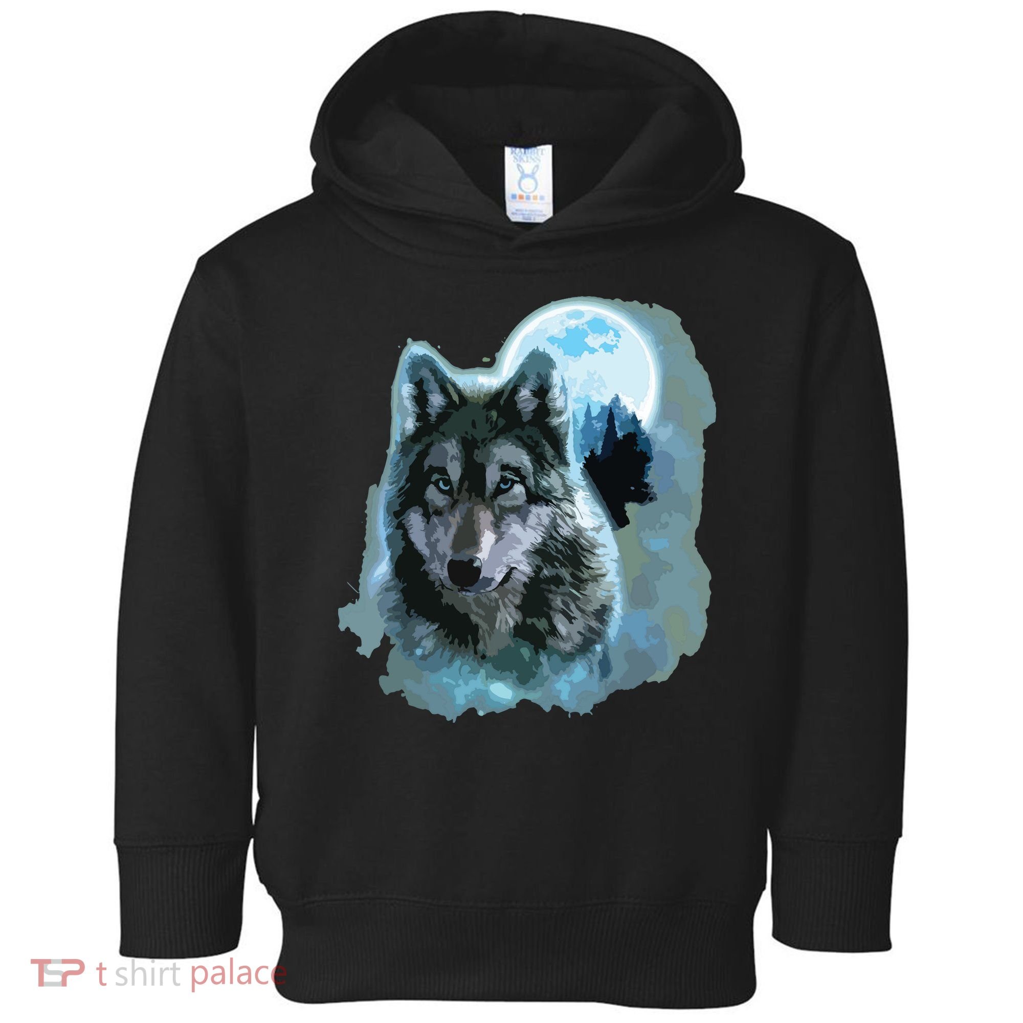 Grey Wolf Hunting Ground, Icy Moon, Forest, Galaxy Toddler Hoodie