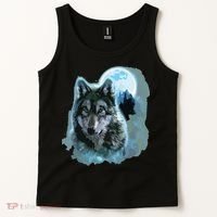 Grey Wolf Hunting Ground, Icy Moon, Forest, Galaxy Tank Top thumb 2