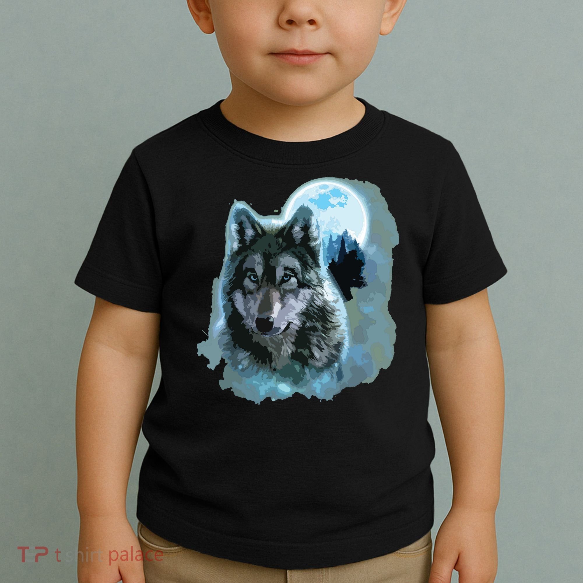 Grey Wolf Hunting Ground, Icy Moon, Forest, Galaxy Toddler T-Shirt