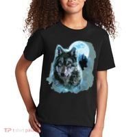 Grey Wolf Hunting Ground, Icy Moon, Forest, Galaxy Kids T-Shirt thumb 2