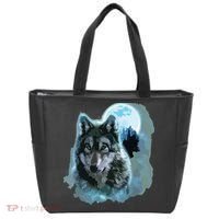 Grey Wolf Hunting Ground, Icy Moon, Forest, Galaxy Tote Bag thumb 0