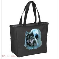 Grey Wolf Hunting Ground, Icy Moon, Forest, Galaxy Tote Bag thumb 2