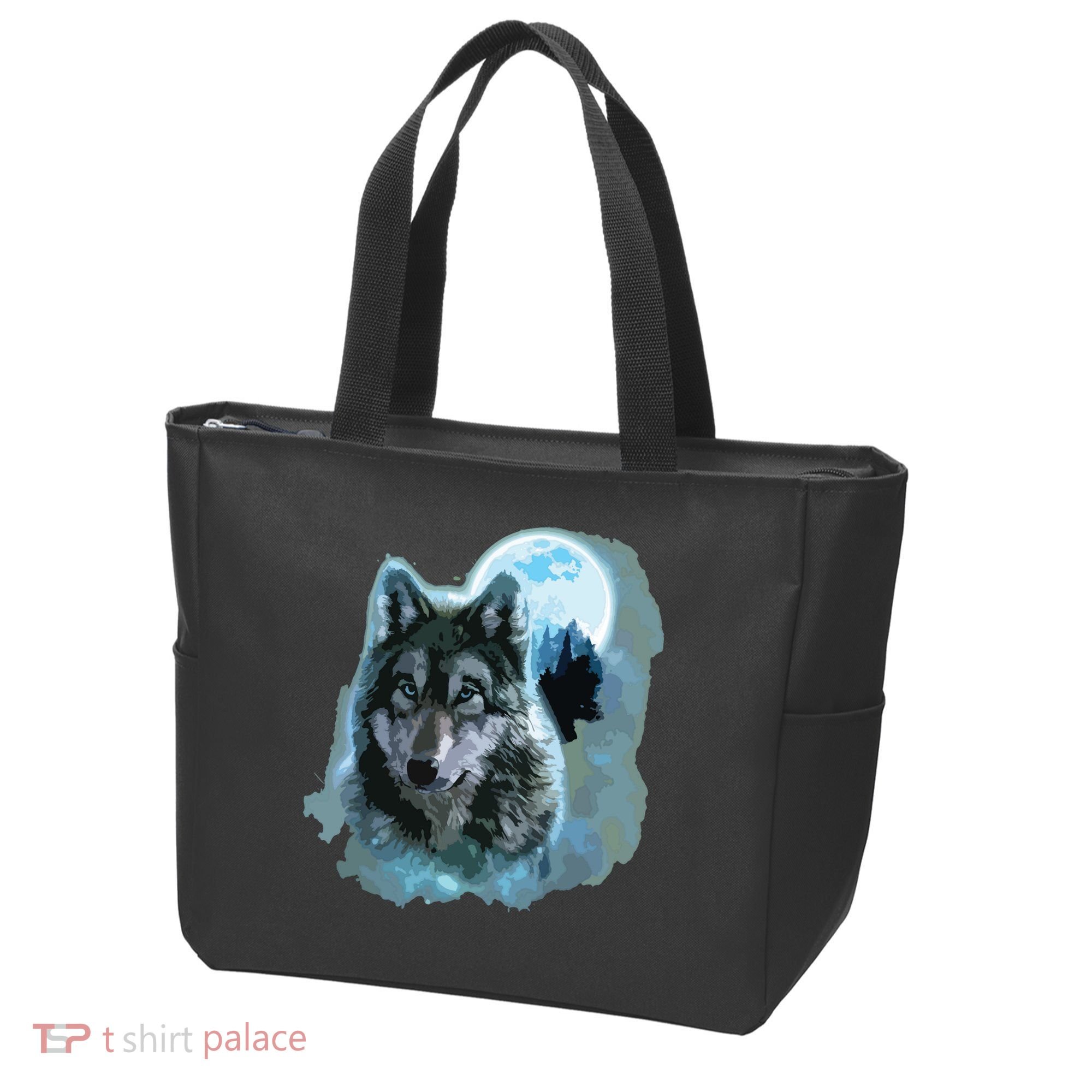 Grey Wolf Hunting Ground, Icy Moon, Forest, Galaxy Tote Bag