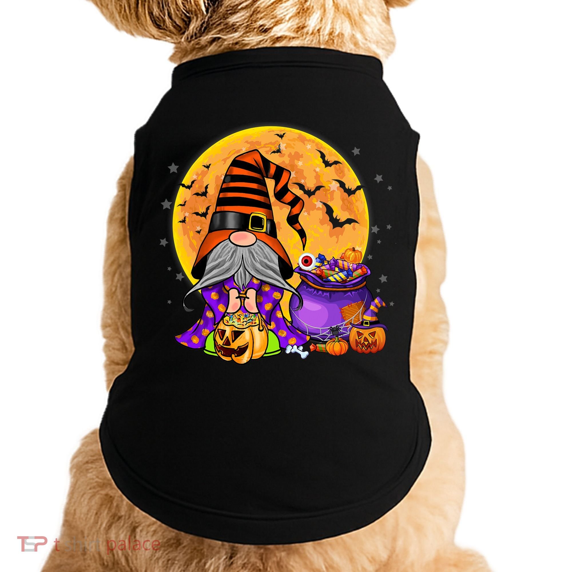 Gnome Witch Halloween Costume Pumpkin Autumn Fall Holiday Doggie Tank