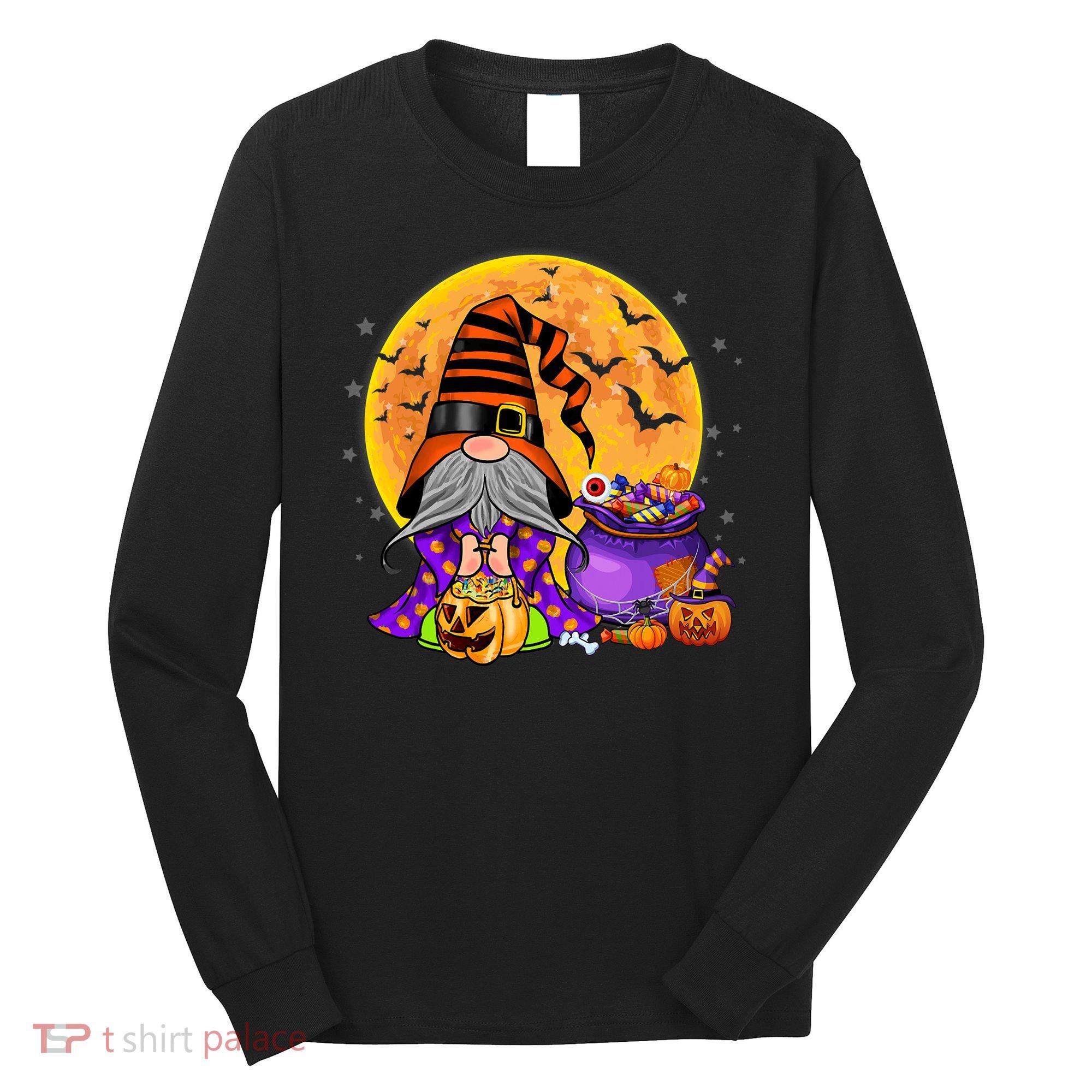 Gnome Witch Halloween Costume Pumpkin Autumn Fall Holiday Long Sleeve Shirt