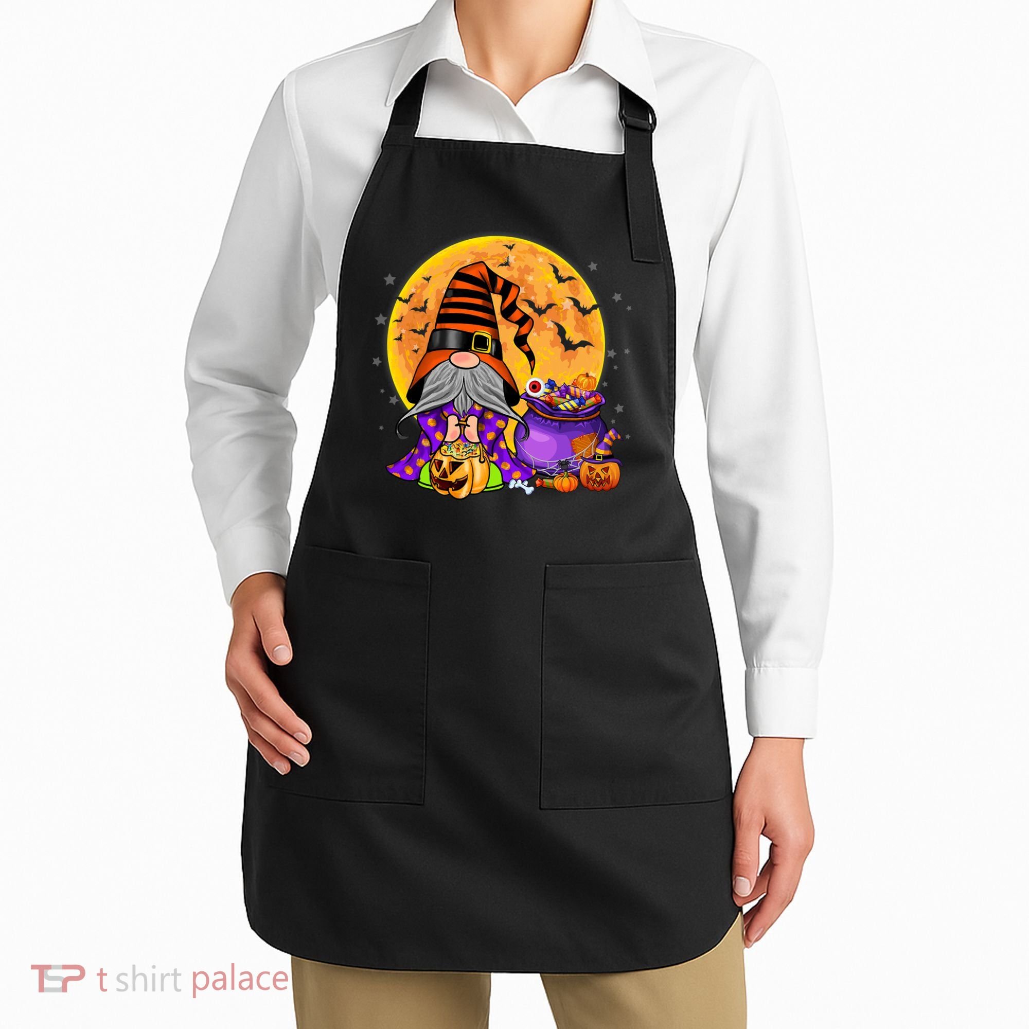 Gnome Witch Halloween Costume Pumpkin Autumn Fall Holiday Apron