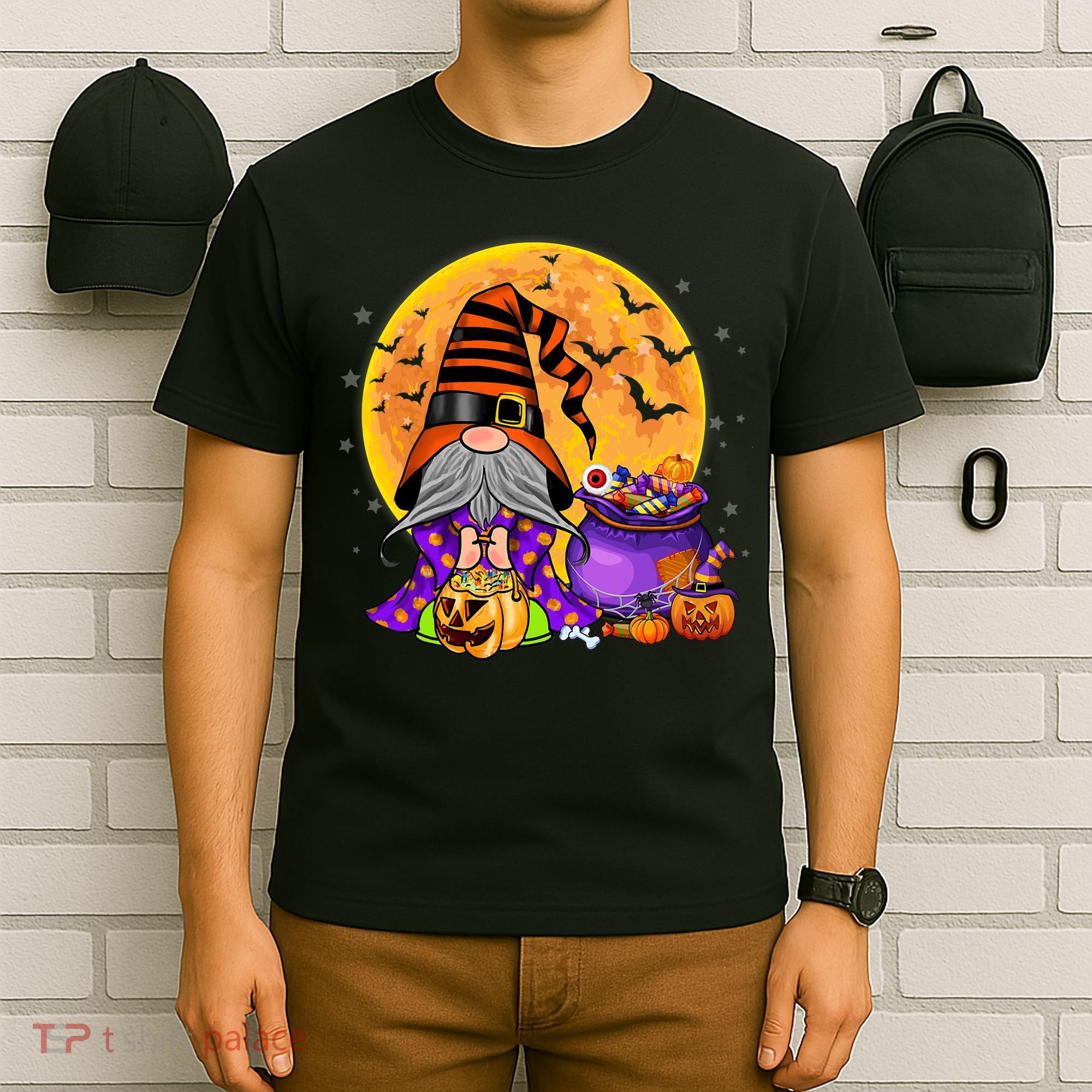 Gnome Witch Halloween Costume Pumpkin Autumn Fall Holiday T-Shirt