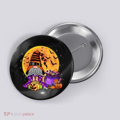 Gnome Witch Halloween Costume Pumpkin Autumn Fall Holiday Button