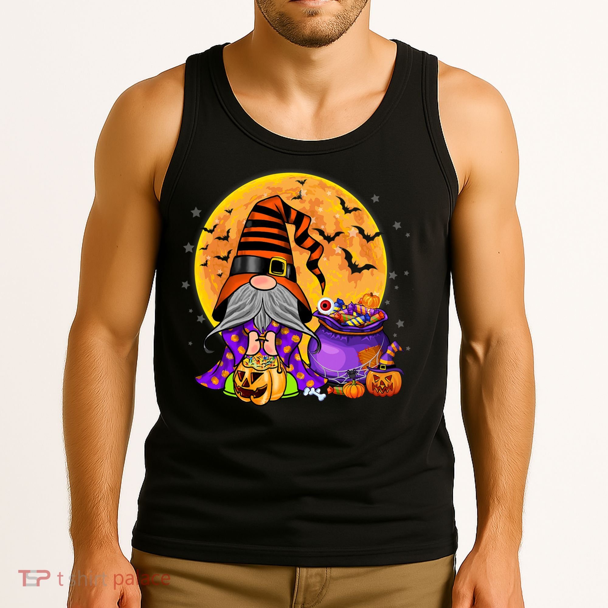 Gnome Witch Halloween Costume Pumpkin Autumn Fall Holiday Tank Top