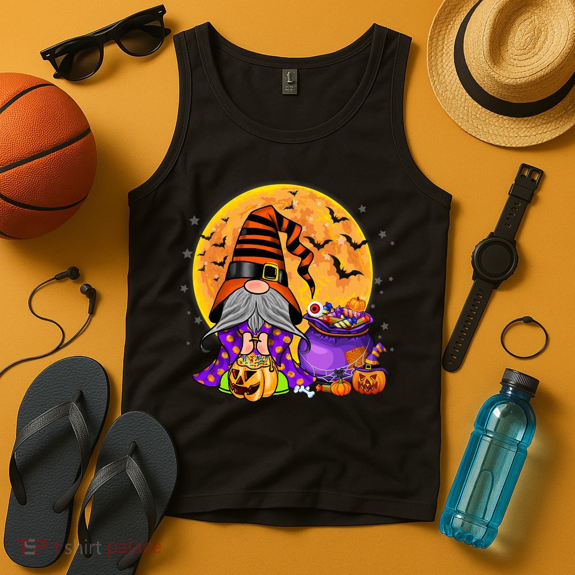 Gnome Witch Halloween Costume Pumpkin Autumn Fall Holiday Tank Top