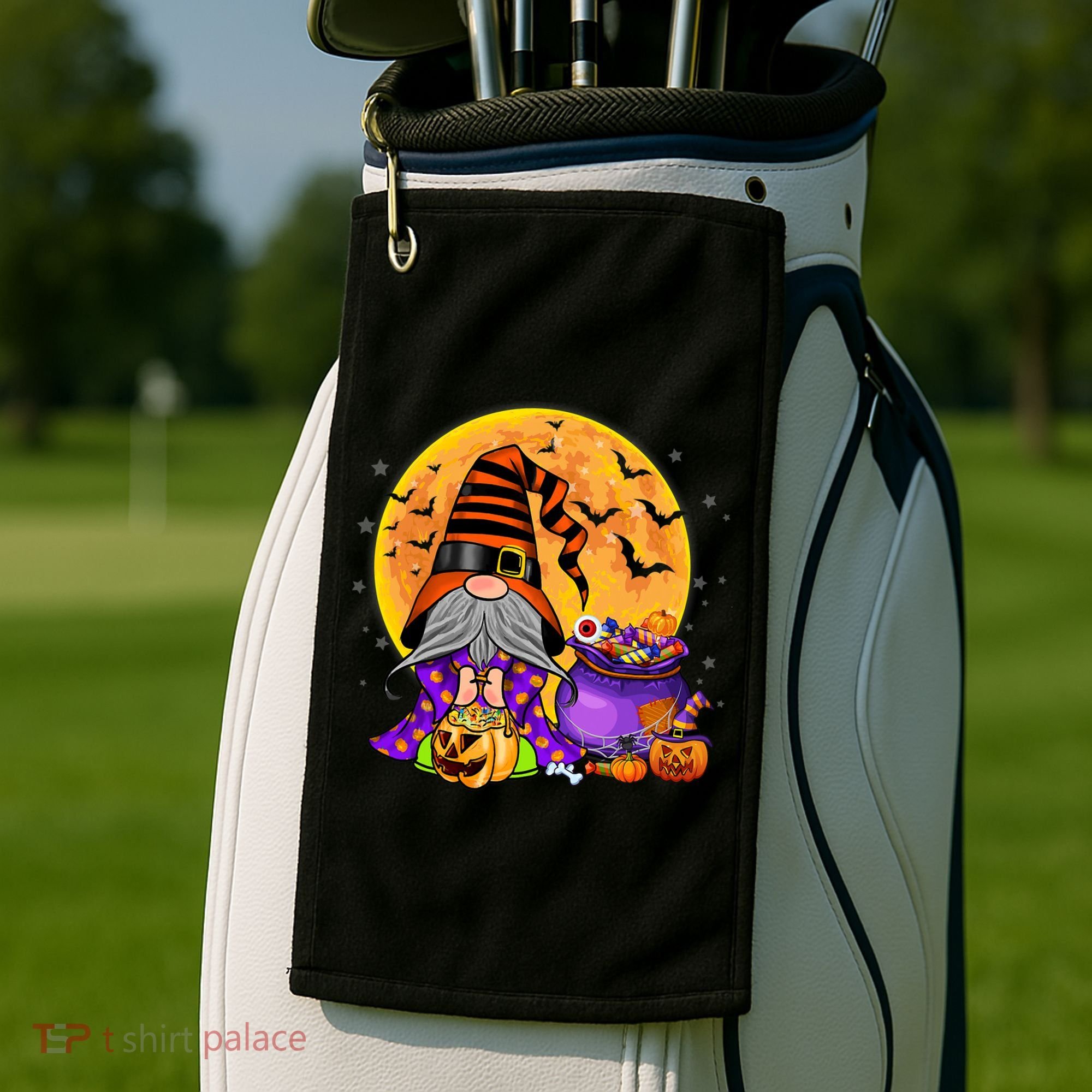 Gnome Witch Halloween Costume Pumpkin Autumn Fall Holiday Golf Towel