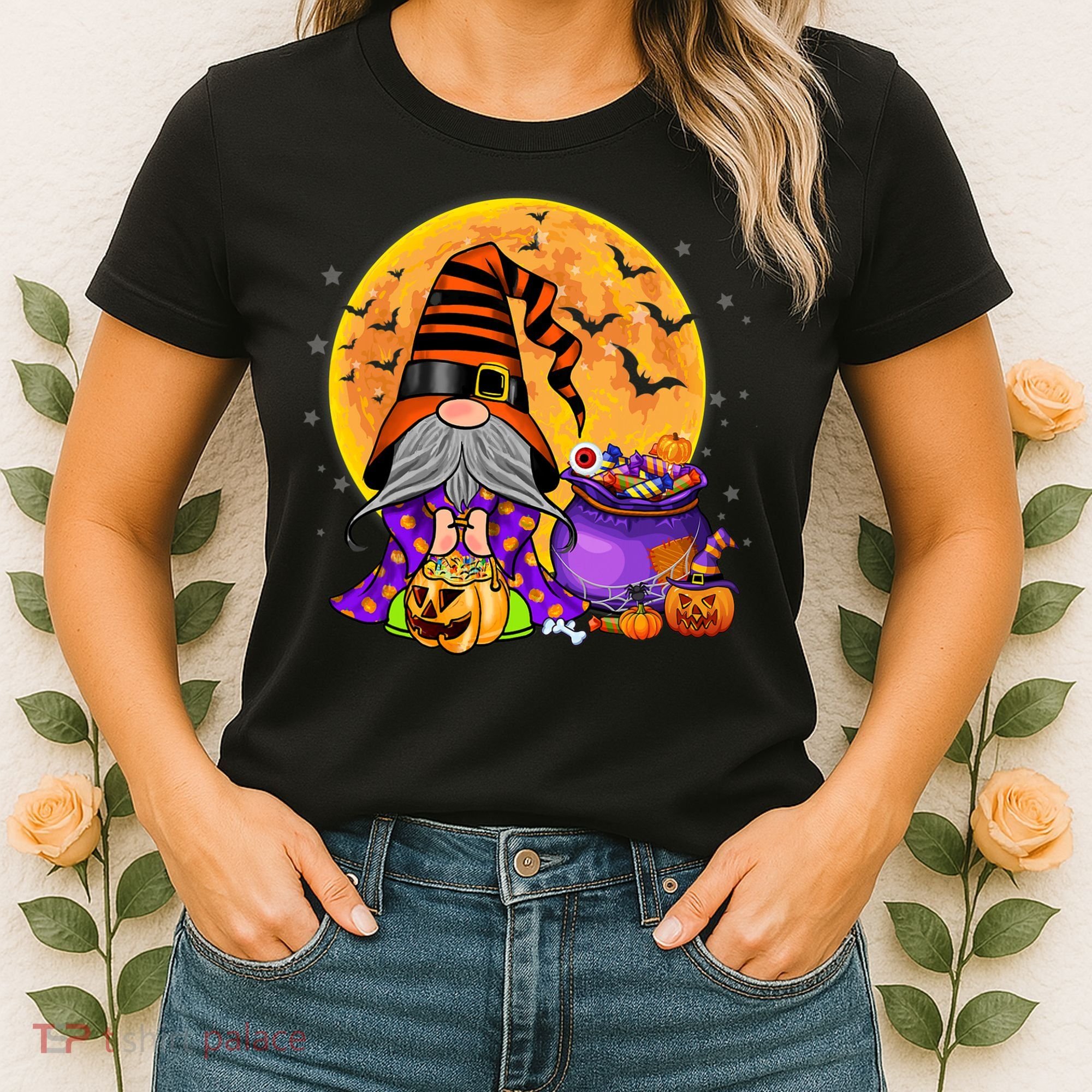 Gnome Witch Halloween Costume Pumpkin Autumn Fall Holiday Women's T-Shirt