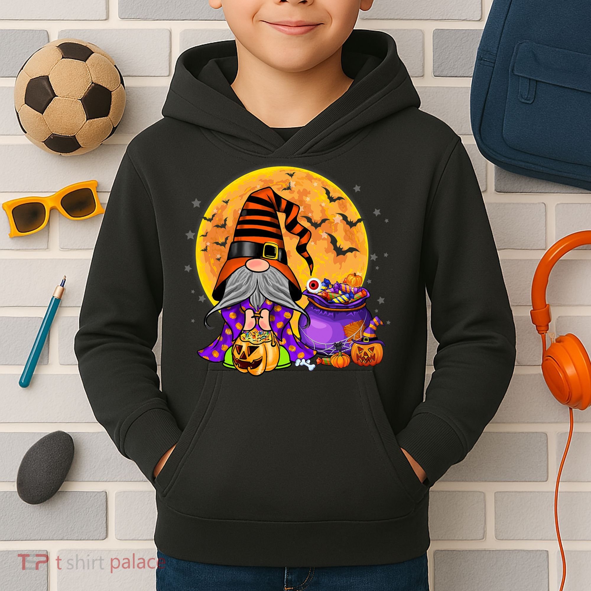 Gnome Witch Halloween Costume Pumpkin Autumn Fall Holiday Kids Hoodie