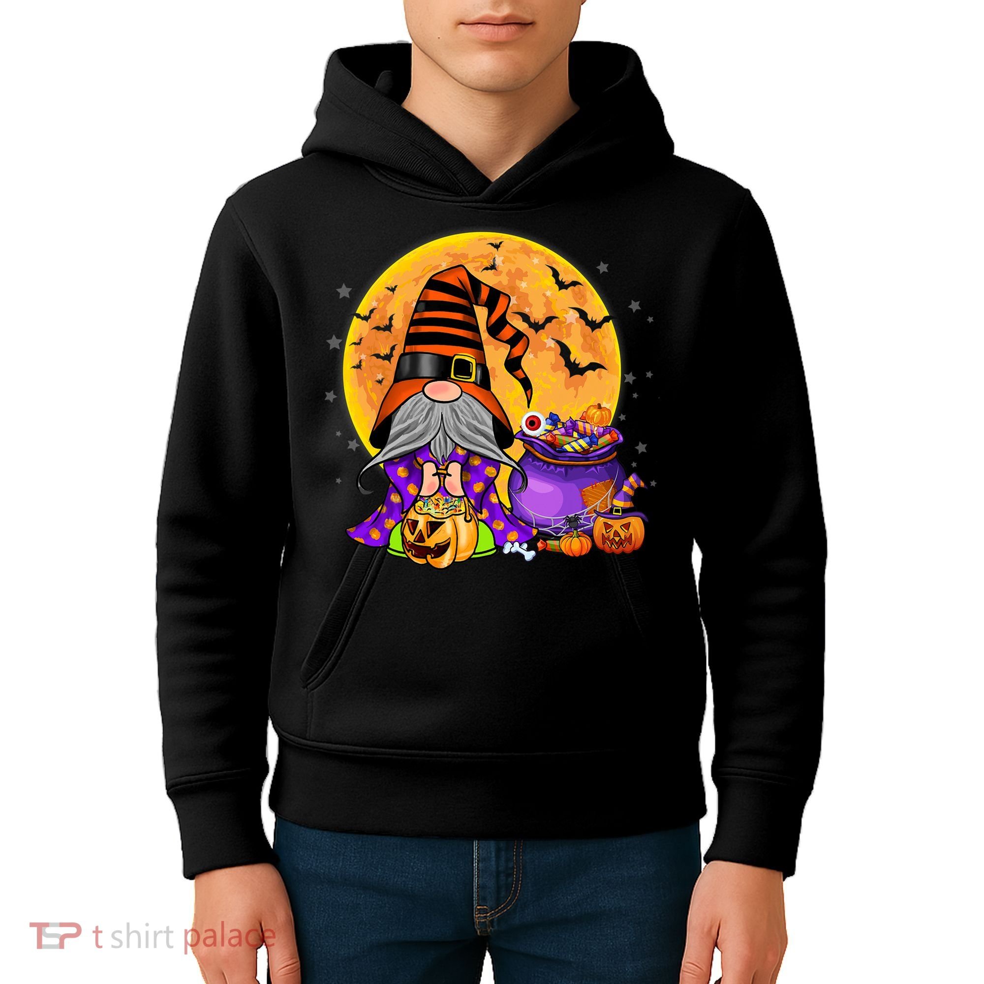 Gnome Witch Halloween Costume Pumpkin Autumn Fall Holiday Kids Hoodie