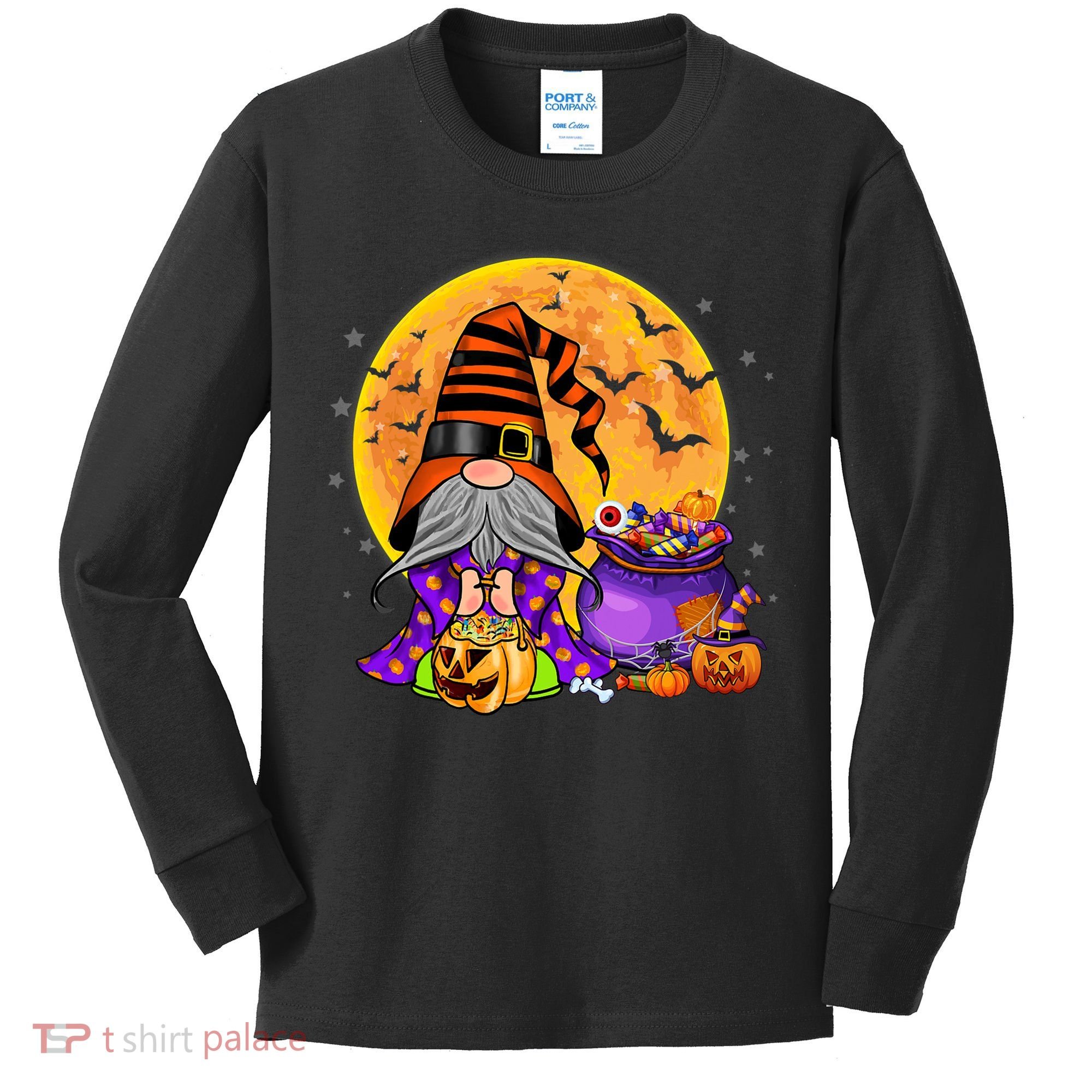 Gnome Witch Halloween Costume Pumpkin Autumn Fall Holiday Kids Long Sleeve Shirt