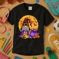 Gnome Witch Halloween Costume Pumpkin Autumn Fall Holiday Kids T-Shirt thumb 3