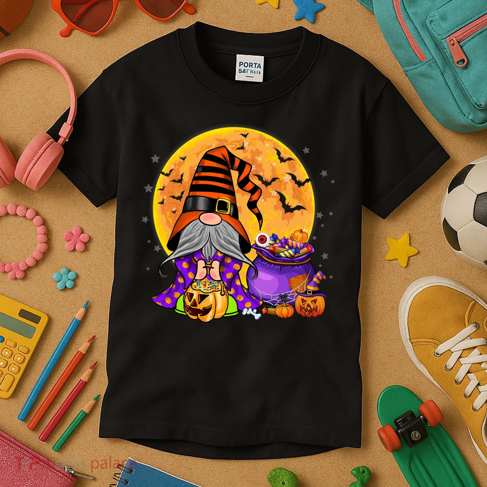 Gnome Witch Halloween Costume Pumpkin Autumn Fall Holiday Kids T-Shirt