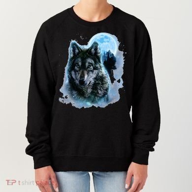 Grey Wolf Hunting Ground Icy Moon Forest Galaxy Women's Sweatshirt