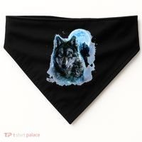 Grey Wolf Hunting Ground Icy Moon Forest Galaxy USA-Made Doggie Bandana thumb 0