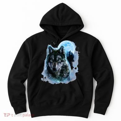 Grey Wolf Hunting Ground Icy Moon Forest Galaxy Hoodie