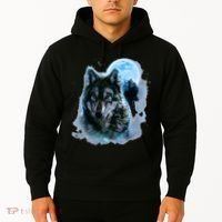 Grey Wolf Hunting Ground Icy Moon Forest Galaxy Hoodie thumb 2