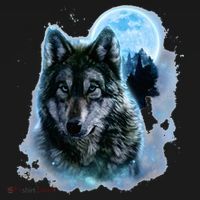 Grey Wolf Hunting Ground Icy Moon Forest Galaxy Long Sleeve Shirt thumb 2