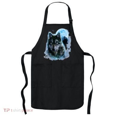 Grey Wolf Hunting Ground Icy Moon Forest Galaxy Apron