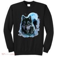 Grey Wolf Hunting Ground Icy Moon Forest Galaxy Sweatshirt thumb 0