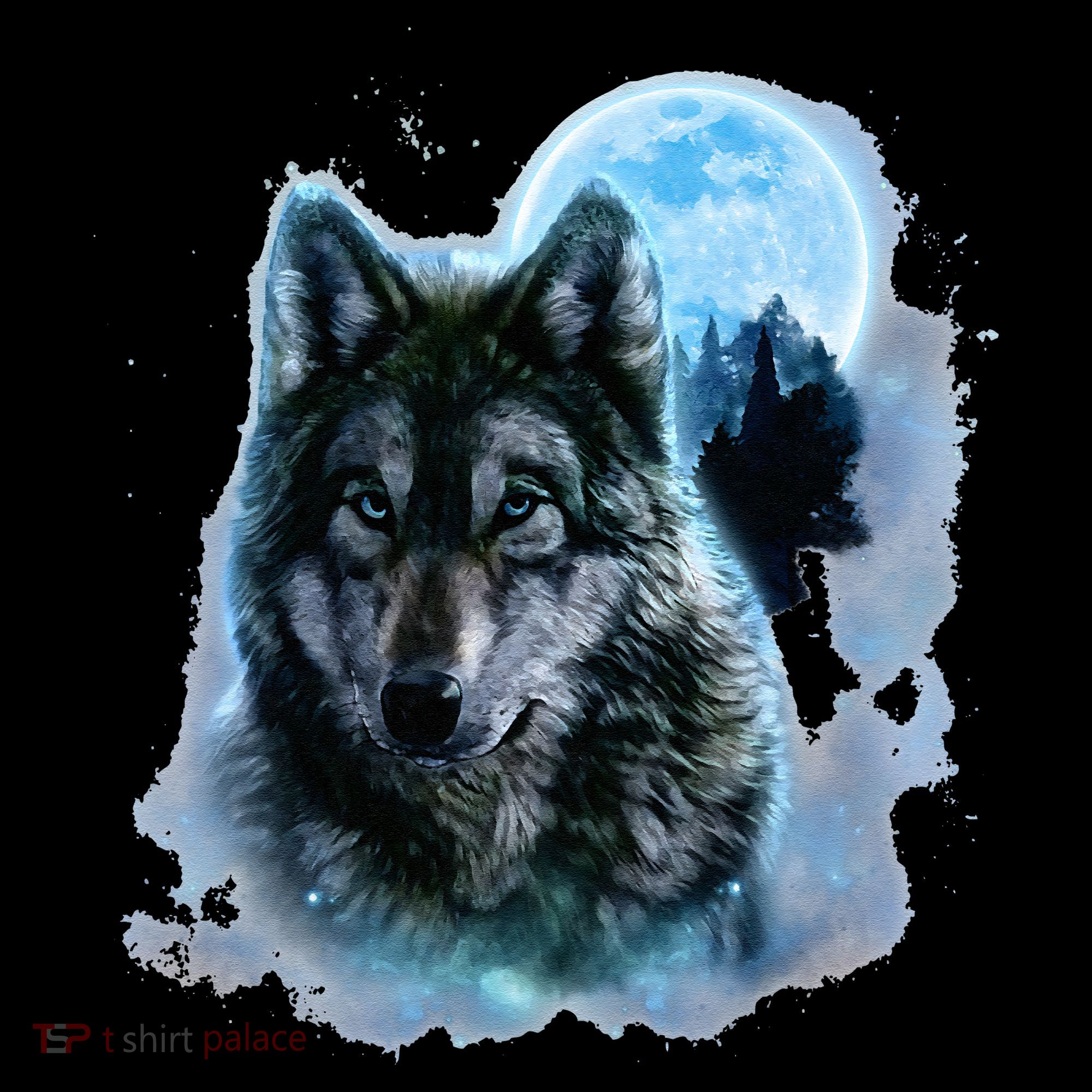 Grey Wolf Hunting Ground Icy Moon Forest Galaxy Sweatshirt