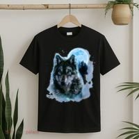 Grey Wolf Hunting Ground Icy Moon Forest Galaxy T-Shirt thumb 2