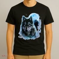 Grey Wolf Hunting Ground Icy Moon Forest Galaxy T-Shirt thumb 3