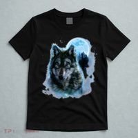 Grey Wolf Hunting Ground Icy Moon Forest Galaxy T-Shirt thumb 5