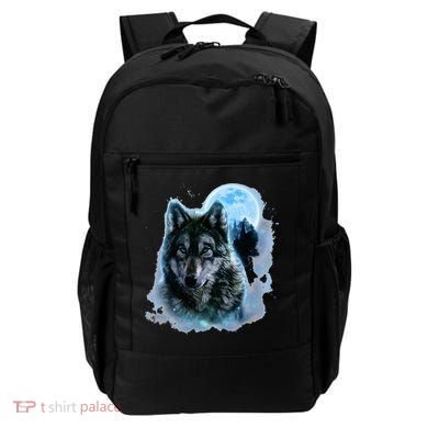 Grey Wolf Hunting Ground Icy Moon Forest Galaxy Backpack