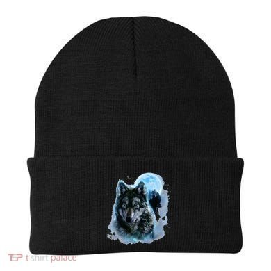 Grey Wolf Hunting Ground Icy Moon Forest Galaxy Beanie