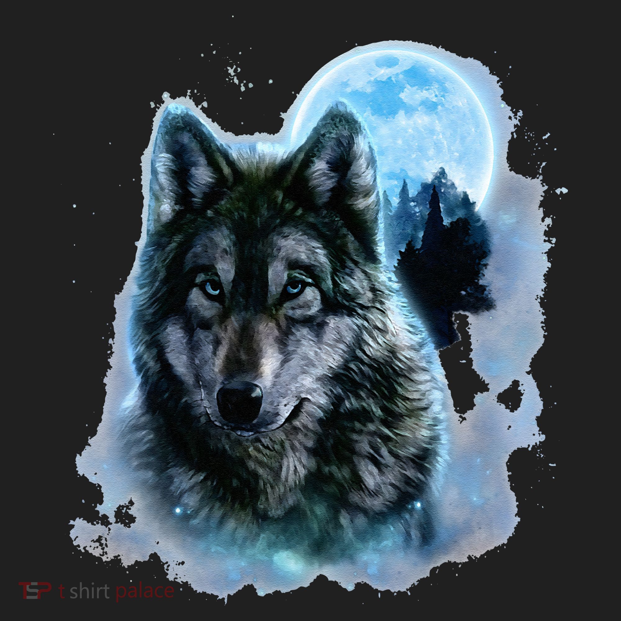 Grey Wolf Hunting Ground Icy Moon Forest Galaxy Beanie