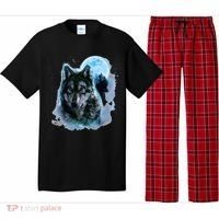 Grey Wolf Hunting Ground Icy Moon Forest Galaxy Pajama Set thumb 0