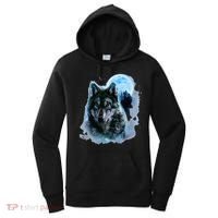Grey Wolf Hunting Ground Icy Moon Forest Galaxy Women's Hoodie thumb 0