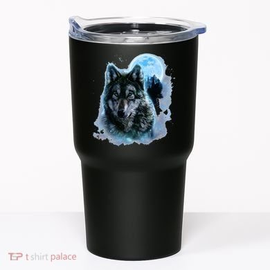 Grey Wolf Hunting Ground Icy Moon Forest Galaxy Tumbler