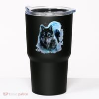 Grey Wolf Hunting Ground Icy Moon Forest Galaxy Tumbler thumb 0