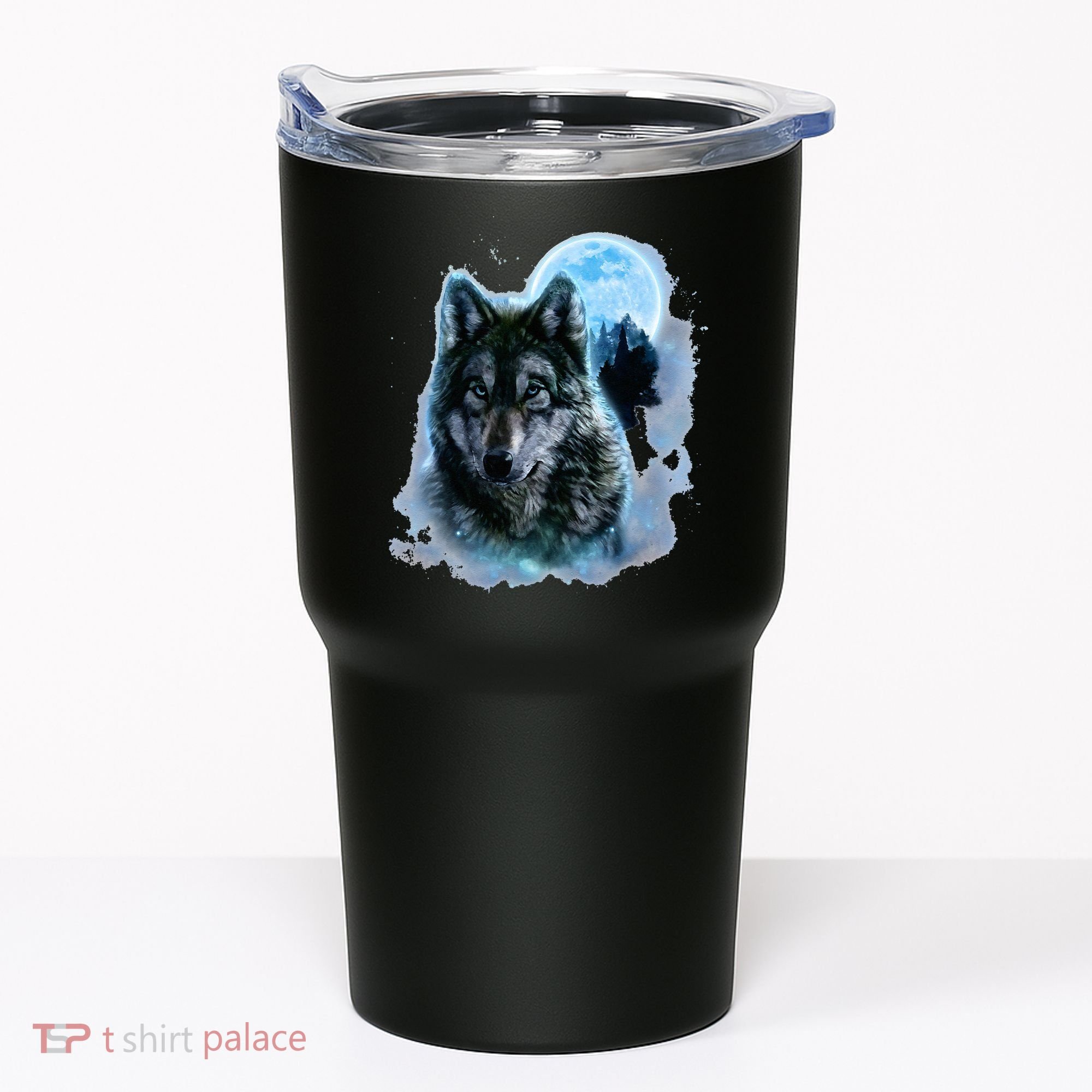Grey Wolf Hunting Ground Icy Moon Forest Galaxy Tumbler